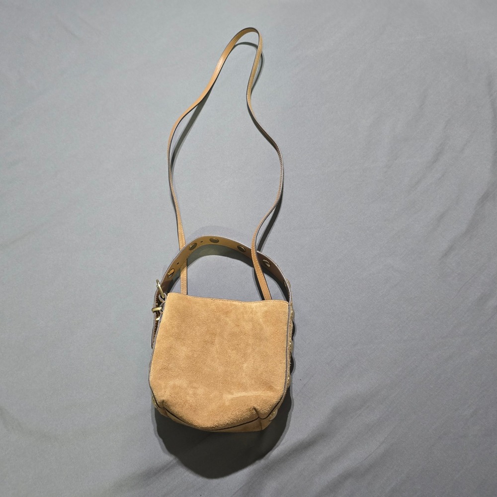 Madewell Crossbody Bag Women Small Tan Suede Leather Adjustable Buckle Strap